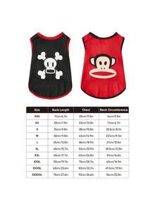 Paul Frank X SHEIN 1pc Cartoon Monkey Pattern Print Pet Tank, Cat Tank, Dog Tank, Sizes XXS-XXXXXL, Extra Small, Extra Large, For Street - Multicolor - View 4