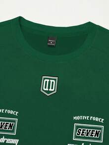 Claim Dot Áo thun nam dáng rộng, phong cách thường ngày, thể thao đường phố, in chữ và số, thích hợp cho mùa hè. - màu xanh lá - Xem 8