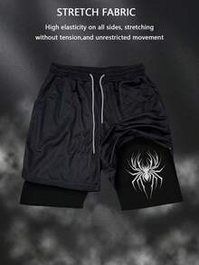Manfinity Sport Corelite Bộ đồ thể thao nam mùa hè, gồm áo thun cổ tròn tay raglan in họa tiết và quần short, thích hợp mặc mùa hè. - màu đen - Xem 5