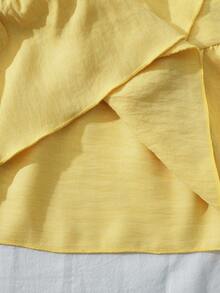 GlowEve Women's 2026 Spring/Summer New Vacation Sleeveless Ruffle Wrap Dress - Pale Yellow - View 4