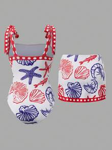 Swim Oasis 26SS 春夏度假海滩高端优雅波西米亚风海洋多色连体泳衣带裙 - 彩色 - 查看 6