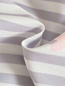 Bộ đồ 2 món cho bé gái, họa tiết trái tim kẻ sọc, gồm áo khoác cardigan tay ngắn có cổ và quần short rộng rãi thoải mái, thích hợp cho mùa hè. - Nhiều màu - Xem 10