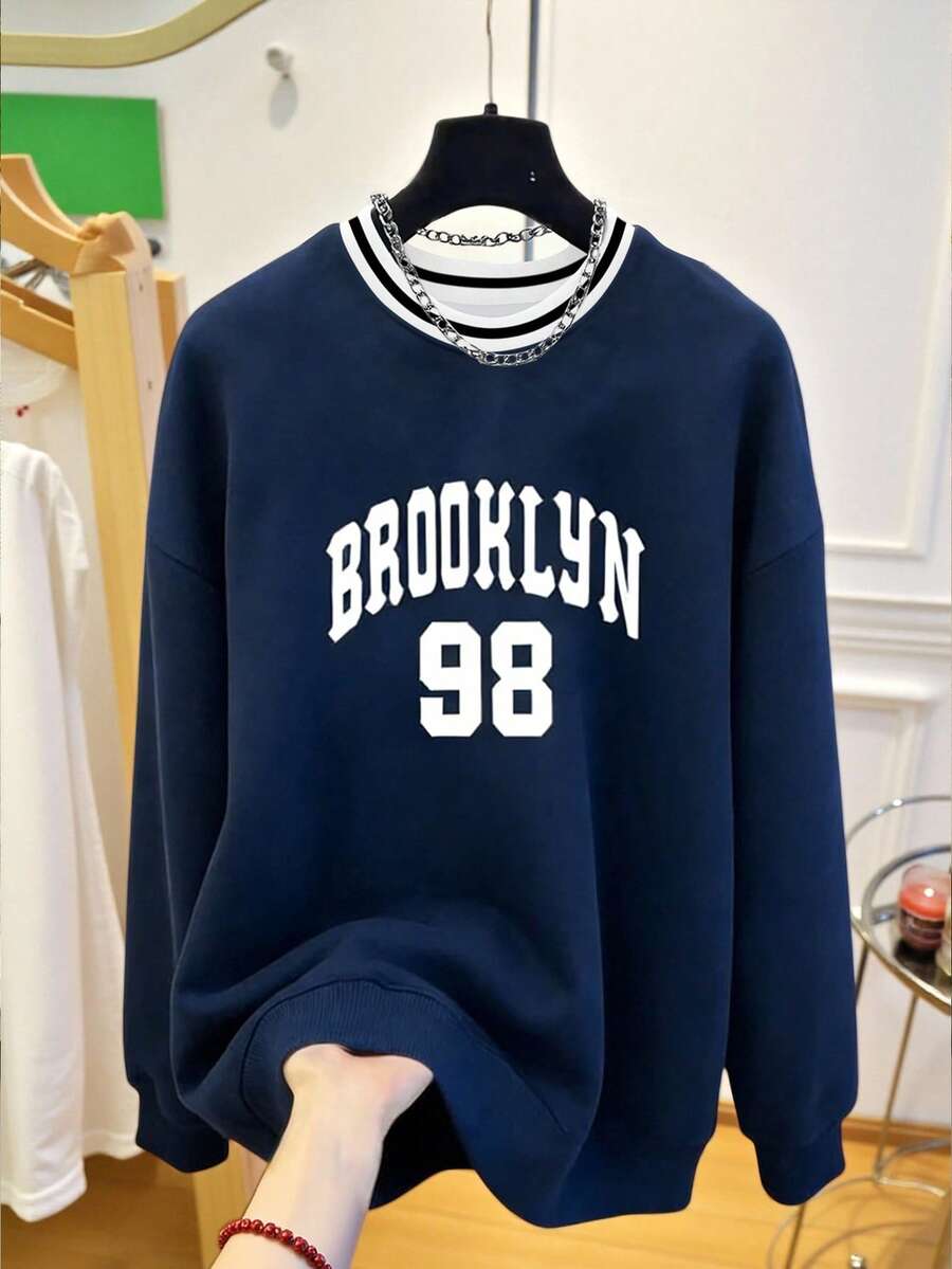 Manfinity Dauomo 街头风上衣、男士街头风、男士上衣、男士卫衣、秋冬男装、潮流单品、时尚上衣衬衫、美学卫衣、休闲简约时尚上衣 - 彩色 - 查看 1