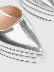 CUCCOO LuxiPop 女士时尚优雅尖头厚底踝带高跟鞋 - 銀色 - 查看 4