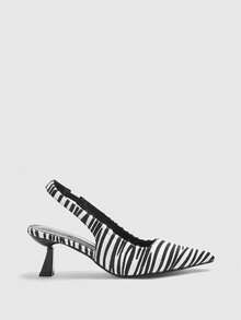 CUCCOO BIZCHIC Women's Fashion Commuter Pointed Toe Pumps With Zebra Print Valentine's Day - Black and White - View 2