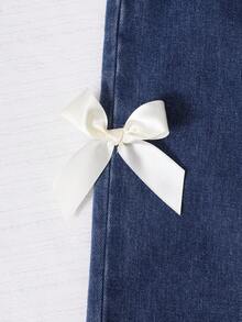 SHEIN ChillGRL 3pcs Girls Bow Strap Top With Cutout Shoulder Design And Bowknot Wide Leg Pants, Suitable For Outing And Travel In Early Autumn - Blue - View 13