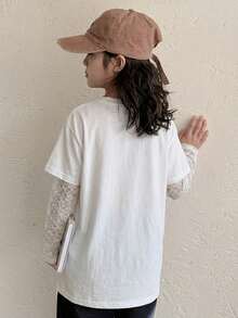 少女春季T恤 - 白色 - 查看 2