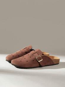 Solecia 女士搭扣设计休闲时尚平底凉鞋 - 咖啡棕 - 查看 3