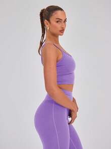 Musera Sport Áo thể thao hai dây crop top, thích hợp cho Padel, Tennis, Pickleball, tập gym, thể dục, mùa đông, Giáng sinh, mùa hè. - Màu tím  Violet - Xem 5