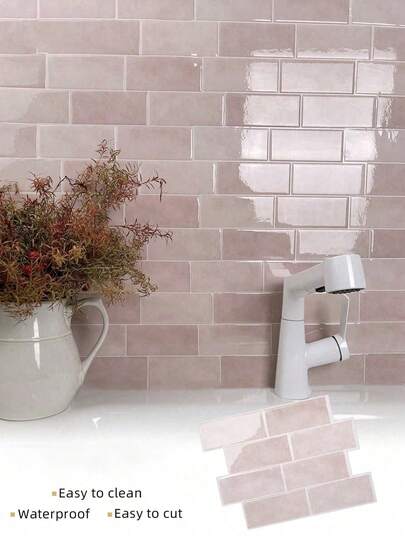 Tấm ốp tường giả gạch chống thấm nước WoStick, gạch dán tường tự dính có thể tháo rời, thích hợp cho ốp tường bếp, phòng tắm, trang trí ngày lễ, giấy dán tường, đề can dán tường, trang trí phòng, trang trí tường, trang trí phòng tắm dán bóc dễ dàng.
