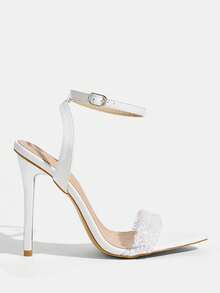CUCCOO TILAWA Women's Fashionable And Sexy Electroplated Pointed Toes, White High-Heeled Sandals With Rhinestones, Suitable For Banquets, Parties And Other Occasions Summer Shoes - White - View 2