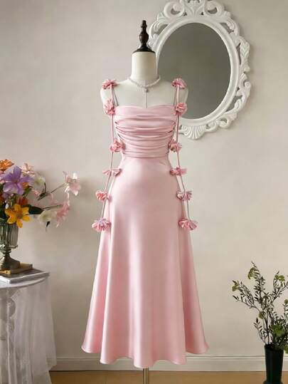 Sweetra Damklänning med rygglös, sexig och bodycon, bekväm, elegant, lämplig för utflykter, rosa