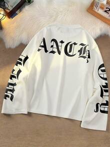 GENIUS ODE Men's Street Style Gothic Letter Print Loose Fit Short T-Shirt - Beige - View 1