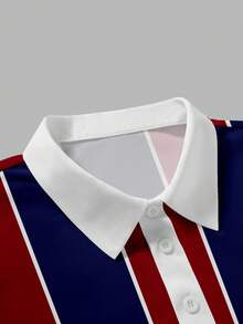 Aesthetic Post Men's Striped Short Sleeve Casual Commuter Polo Shirt - Multicolor - View 3