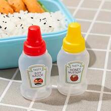 2/ 4/8Pcs Mini Portable Sauce Bottles, Salad Dressing And Ketchup Dispenser Plastic Squeeze Bottle Seasoning Container Random Pattern Color - Multicolor - View 5