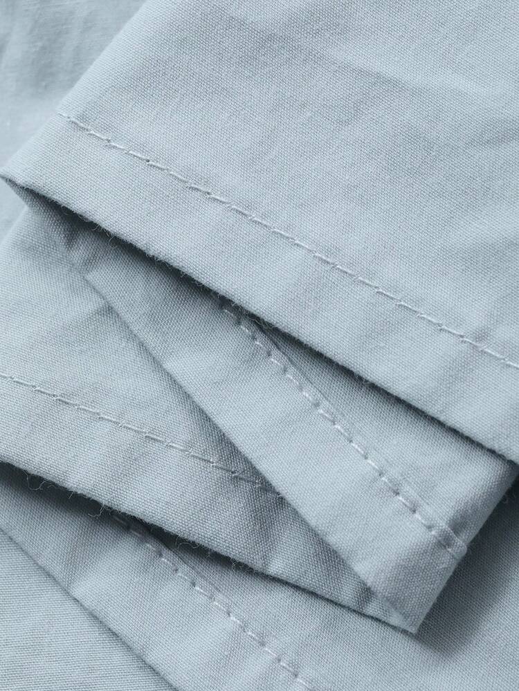 Tween Girl Dropped Shoulder Single-Breasted Bow Decor Casual Shirt Dress