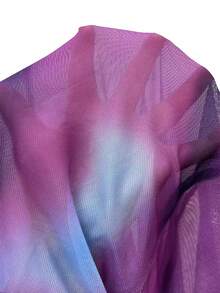 Maweii Plus Size Women's Sexy Semi-Sheer Extra Long Digital Split Ruched Oblique Shoulder Long Sleeve Dress, Spring/Autumn/Winter - Multicolor - View 7