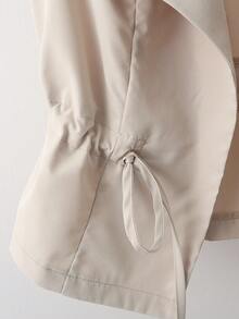 Écloséra Women's Solid Color Drawstring Waist Sleeveless Trench Coat - Khaki - View 3