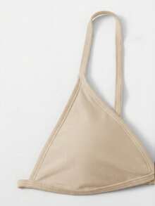 SHEIN Swim 纯色比基尼套装，适合海滩度假 - 米色 - 查看 4