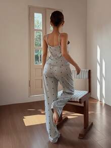 Dream Adore Bộ đồ ngủ dây mảnh hình trái tim dành cho nữ - Xám - Xem 2