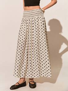 Falda larga casual de mujer con estampado de lunares - Multicolor - Ver 4