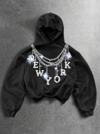 Manfinity EMRG Herrtröja med New York-slogan och grafisk design, avslappnad streetstyle-tröja för daglig pendling