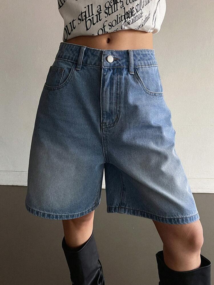 Women's Loose Fit Denim Shorts With Street Style Jorts