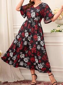 Miaspire Đầm dự tiệc cỡ lớn thanh lịch in hoa - Nhiều màu - Xem 4