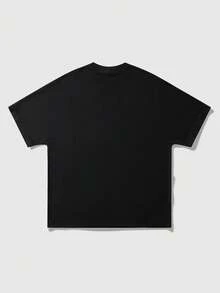ROMWE MEN Goth Men's Batwing Sleeve Printed Short Sleeve T-Shirt, Suitable For Everyday Wear In Spring/Summer - Black - View 4