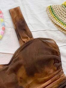 Soleia Conjunto de top de tirantes con estampado floral y minifalda plisada para mujer de talla grande, estilo vacacional de playa, atuendos de primavera y verano para mujeres, estilo bohemio para festivales de música al aire libre - Marrón - Ver 7