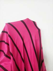 Everyssa Áo hai dây ngắn tay ôm sát, cổ tròn, kẻ sọc, kiểu dáng thường ngày dành cho nữ, thích hợp cho mùa hè. - Màu Hồng Tươi - Xem 4