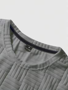 Manfinity Homme Men's Casual Plaid Round Neck Daily Wear Short Sleeve T-Shirt - Grey - View 4