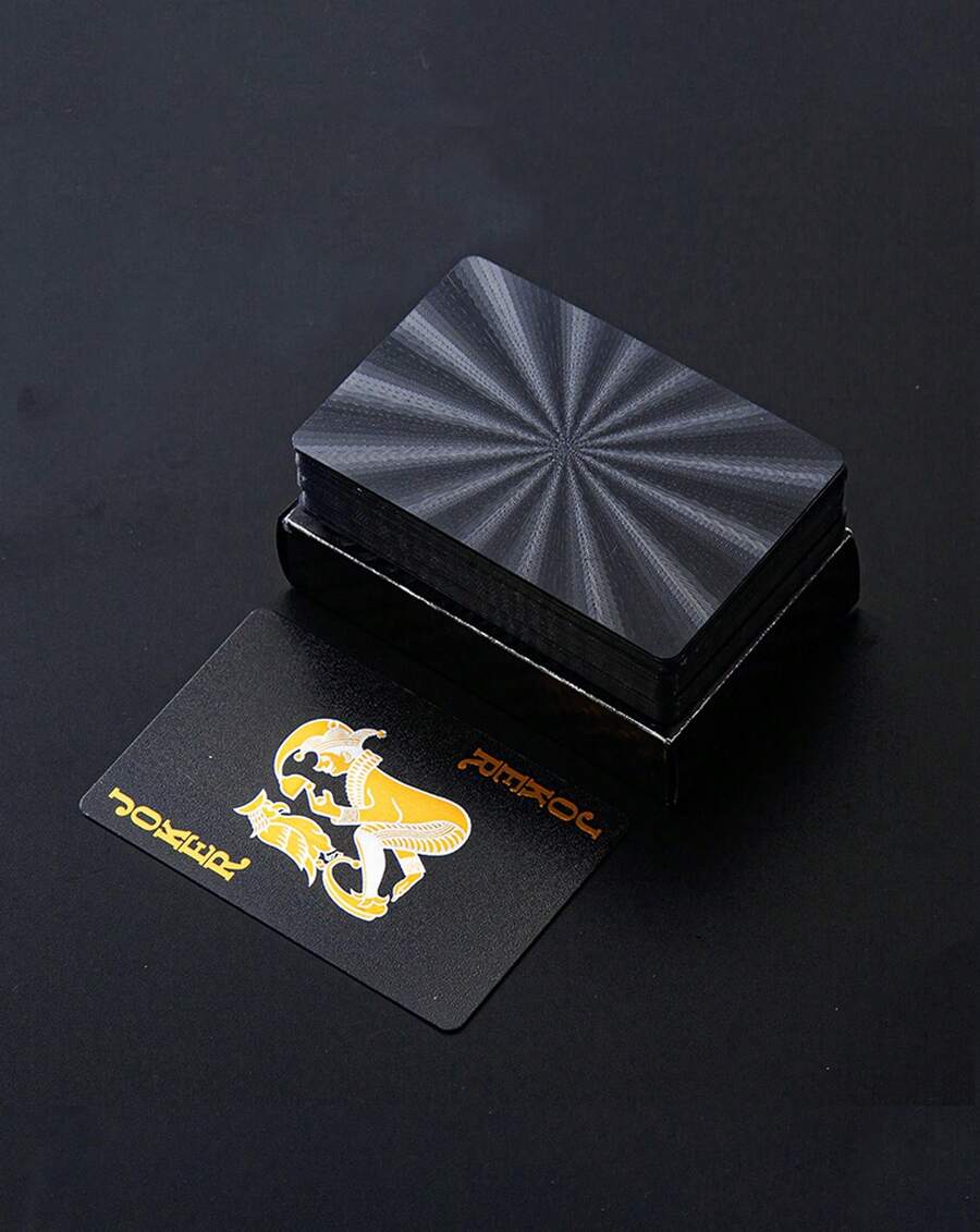 POKOJA LAND - BESTSELLERS 1副高级黑色扑克牌 - 豪华扑克牌 - 金色箔片装饰 - 专业品质 - 赌场风格 - 送给扑克玩家的礼物 - 黑色 - 查看 1