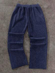 SHEIN Teen Boy/Teen Boys' Casual Everyday Comfortable Printed Loose Straight Leg Sweatpants - Navy Blue - View 2