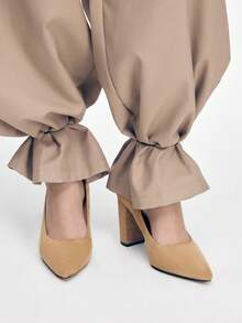 Mnmlis Tacones altos de punta elegantes para mujeres para ir al trabajo - Caqui - Ver 9