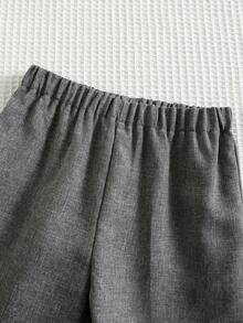 SHEIN 3pcs Young Boy Gentleman Outfit: Gray Vest, Elastic Waist Pants, Bow Tie & Long Sleeve Shirt, Cute Spring/Summer For Toddler Boys - Grey - View 9