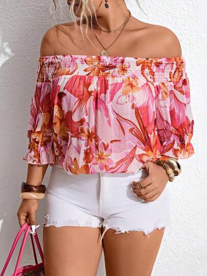 Breezaya Plus Size Women's Elegant One-Shoulder Blouse