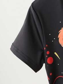 SHEIN Sparklyn Young Boys Cute Cartoon Print Short Sleeve T-Shirt Set - Black - View 5