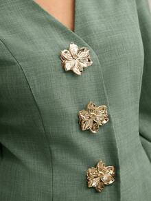 Veilorie Conjunto de 2 piezas de top elegante largo y pantalones de pierna ancha para mujer - Verde - Ver 6