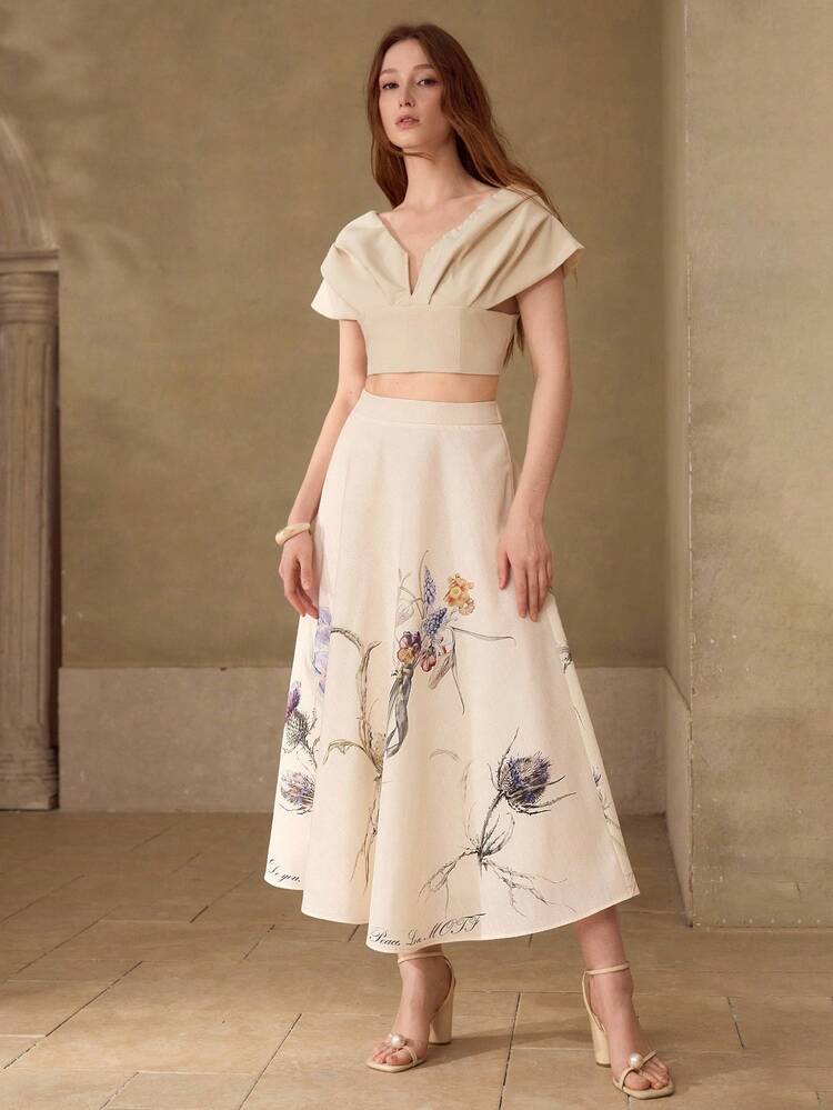 WOMEN'S FLORAL PRINTED A-LINE SKIRT, SPRING/SUMMER