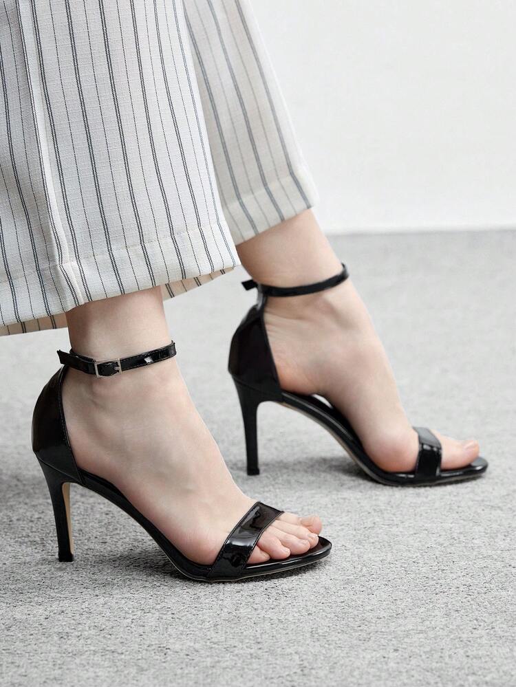CUCCOO BIZCHIC Women Shoes Round Roe Stiletto Black Ankle Strap Simple Fashion Elegant Women's High-Heeled Sandals With Skirt Daily Versatile Commuter Women's Sandals Summer Shoes