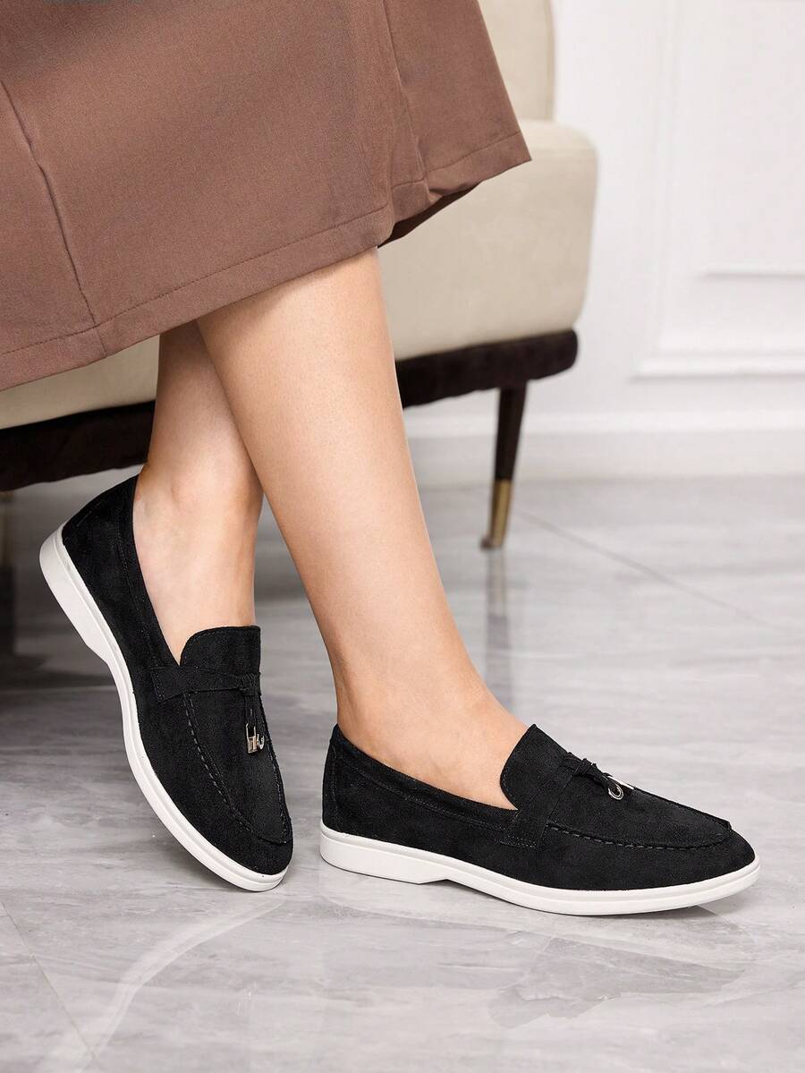 Sleekvia Zapatos planos versátiles y casuales de punta fina para mujer para Navidad - Negro 1 - Ver 1