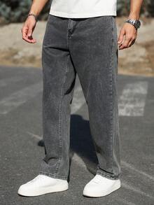 Manfinity Homme Quần jean denim nam thường ngày, kiểu dáng giản dị, có túi. - Nhiều màu - Xem 3