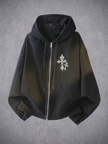 Manfinity Hypemode Men's Casual American Style Black Denim Jacket, Versatile For Commuting And Home Wear - Black - View 1