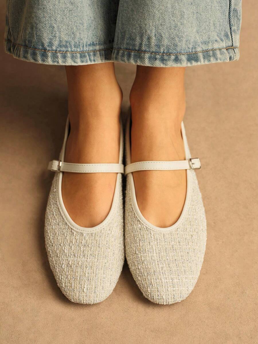 Rosivie 女士搭扣设计休闲通勤时尚鞋 - 杏色 - 查看 1