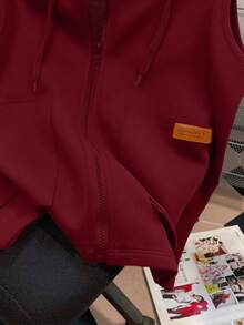 GlowEve 女士时尚轻薄叠穿卫衣，春夏新品 - 酒紅色 - 查看 4