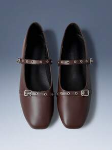 CUCCOO GRLICON Women's Buckle Design Casual Fashionable Flat Sandals Valentine's Day - dark brown - View 2