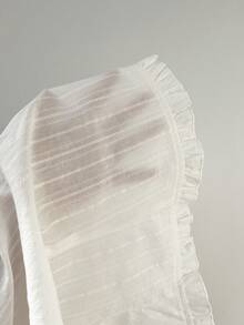 Elamini Women's Summer Top - Casual Textured Fabric With Ruffle Trim And Waist-Cinching Design For Valentine's Date & Party Outfits - White - View 7