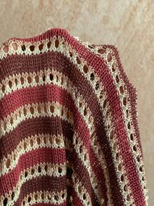 Soleia Mono de punto con cuello en V profundo a rayas para vacaciones de mujer - Multicolor - Ver 7