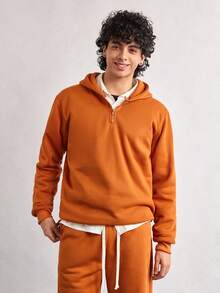 Open Phase 2件套男士秋冬休闲运动连帽套装 INS风，日常搭配，男友/老公礼物 - 橘色 - 查看 3